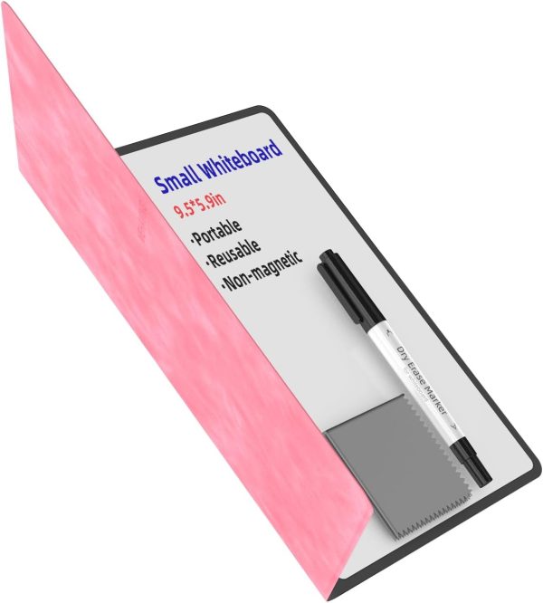 Portable Small White Board Dry Erase Board, Reusable 9.5 * 6.6in Notebook Memo, Office Home Supplies Desk Accessories MH760 (Pink)
