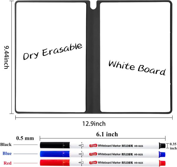 Whiteboard Notebook, Portable Dry Erase Board Fineliner Pens, PU Cover Erasable Handheld White Board Reusable Drawing Notebook Easel Pad for Meeting Business Office School (Blue) - Image 2