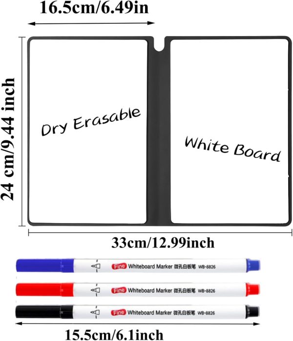 Whiteboard Notebook Reusable Dry Erase Whiteboard with Pen and Wiping Cloth A5 Portable Dry Erase Pad with PU Cover White Board for Notes Lists Memo Message Presentation(Dark Blue) - Image 2