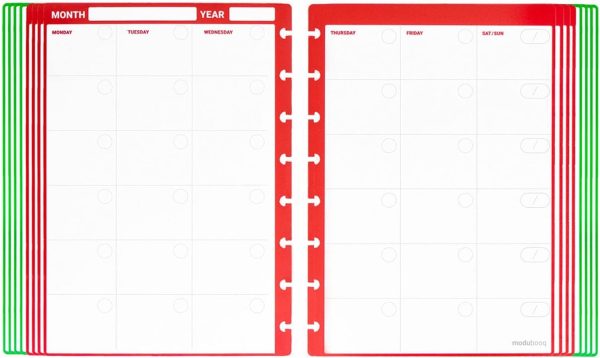 32 red monthly reusable discbound 3 pages - inserts with month planners for smart notebook - A5 - Image 2