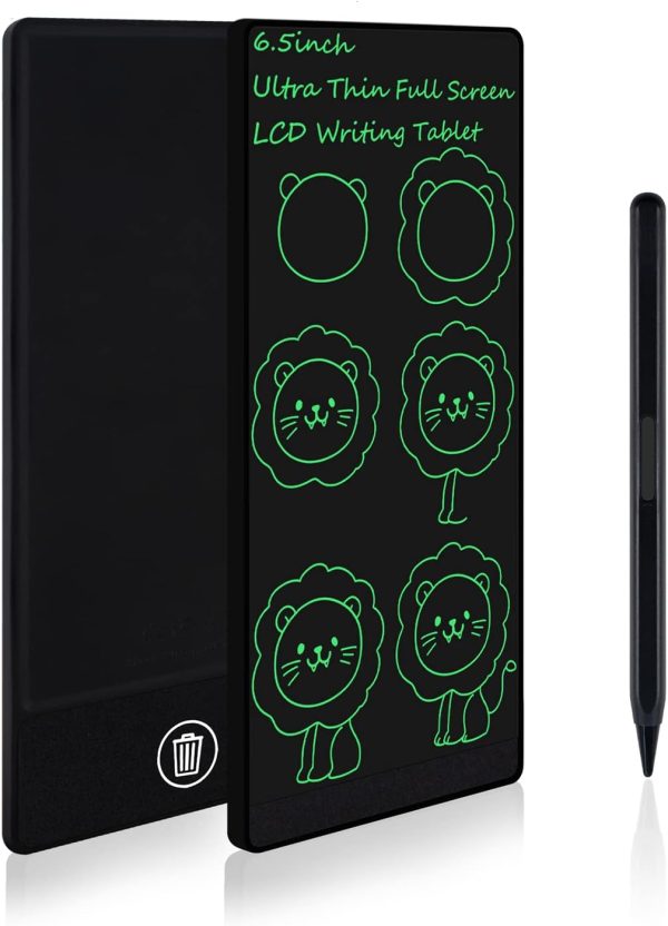 Mini LCD Writing Tablet, 6.5in Erasable Reusable Electronic Drawing Pads, Electronic scratchpad for Kids and Adults. Black