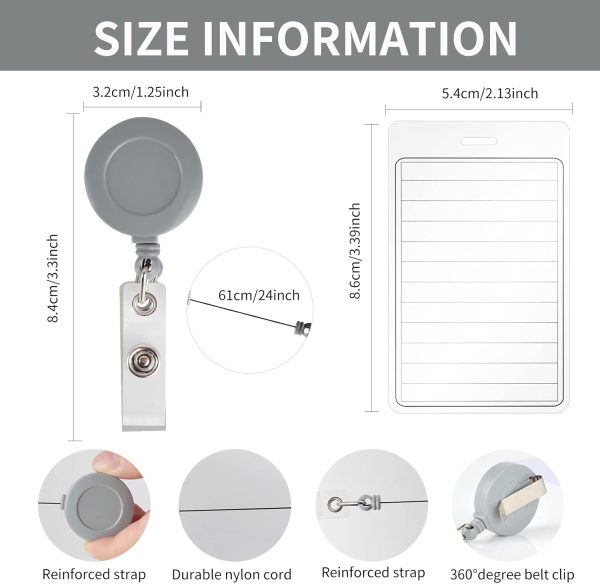 3 Pieces 3”*5” Erasable Notepad Badge with Retractable Badge Reel or Clip Dry-Erase Notepad Pocket Sized Erasable Notepad (Retractable) - Image 2