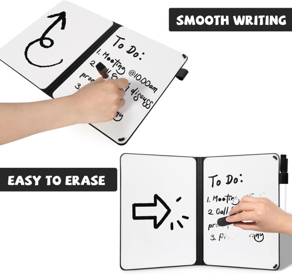 Portable White Board Dry Erase, Double Sided Folding Whiteboards with Pen, Mini Portable Dry Erase Board for Study, Meeting, Doodling, Planning, Black - Image 2