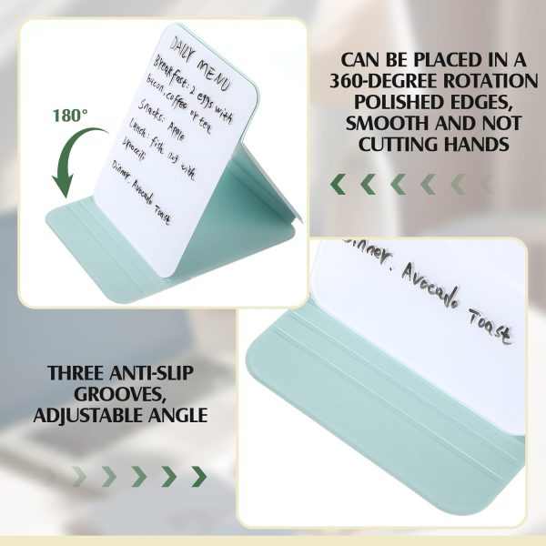 2 Pcs Small Glass Desktop Whiteboard with Reversable Stand 8 x 6 Inch Mini Dry Erase White Board Easel with 2 Markers Reusable Desk Notepad for Home Office School Supplies(White, Green) - Image 2