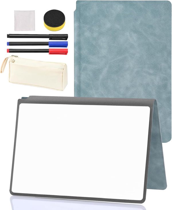 Portable Dry Erase Board,Portable White Board,Small Dry Erase Board,Foldable,Erasable,Repeatable,9.5 * 6.6 inches,for Office,Home,School,Study,Meeting(Cyan)