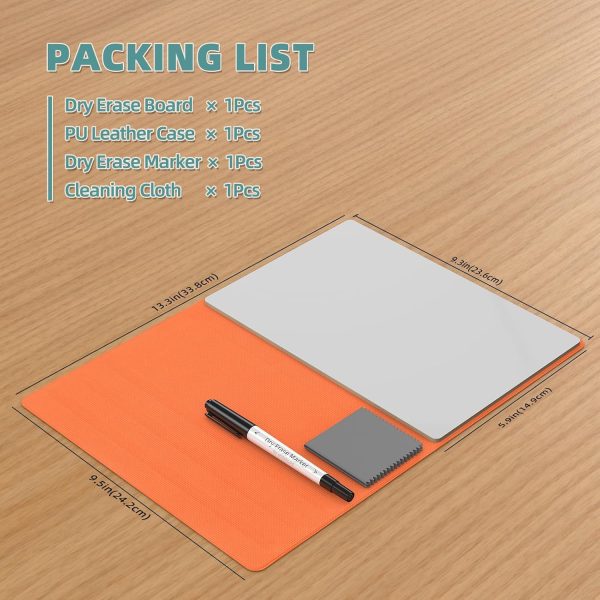 Portable Small White Board,Reusable Dry Erase Board with Stand,Desktop Whiteboard for Office Meeting Bussiness Home 9" x 6" with Marker, Wipe Cloth (Orange) - Image 2