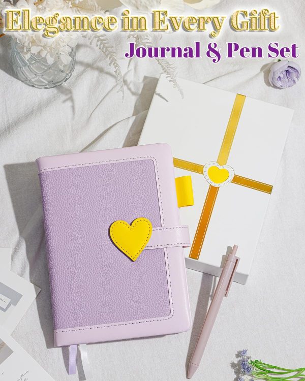 Journal for Women and Girls with Heart Buckle, 240 Pages Girls Diary Journal with Pen for Writing, Cute Daily Writing Journals for Women, Pretty Journaling Hardcover Notebooks(Lavender Purple) - Image 2