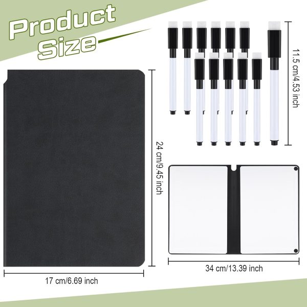 24 PCS Portable Small Dry Erase Notebook 9.5 x 6.7 Inch Whiteboard Notebook with Markers Reusable Small White Board Double Sided Dry Erase Notepad for Students Desk Study(Black) - Image 2