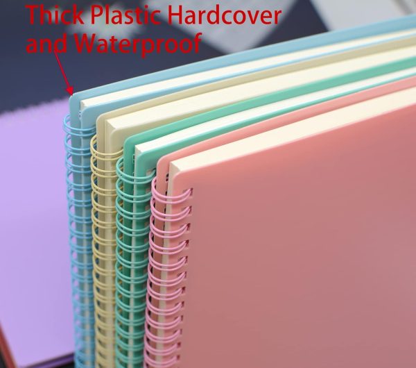 Spiral Notebook, 4 Pcs 8.3 Inch x 5.9 Inch A5 Thick Plastic Hardcover 7mm College Ruled 4 Color 80 Sheets -160 Pages Journals for Study and Notes (4) - Image 2