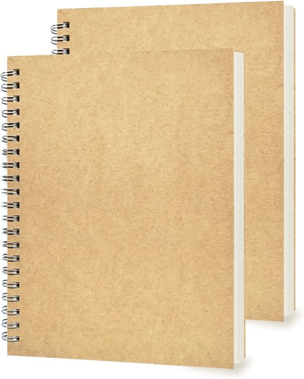 2 Pack College Ruled Notebook, Soft Yellow Cover Spiral Notebook, Memo Notepad Sketchbook, Students Office Business Diary Spiral Book Journal,100 Pages, 50 Sheets, 7.48 x 5.11 Inch