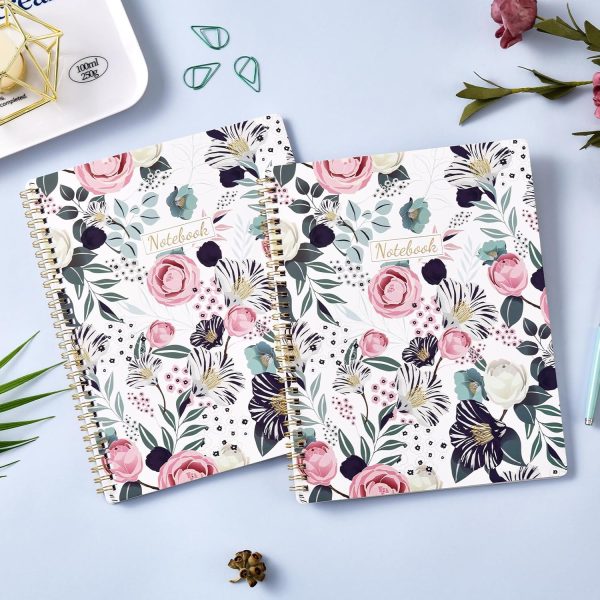 Spiral Notebook - Notebooks Spiral Bound, 8.5" * 11", Journal Notebook with Thick Paper & Back Pocket, 144 Pages, with Twin-Wire Binding, Journals for Women, College Ruled Notebooks - Floral - Image 2