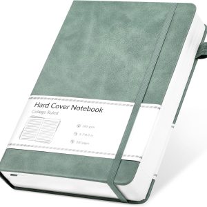 Lined Journal Notebook for Women Men 320 Pages 100 Gsm Paper Thick Journaling Notebooks A5 Leather Journals for Writing Hardcover Journal Supplies for Work Note Taking Diary, 5.7x8.3 In, Green